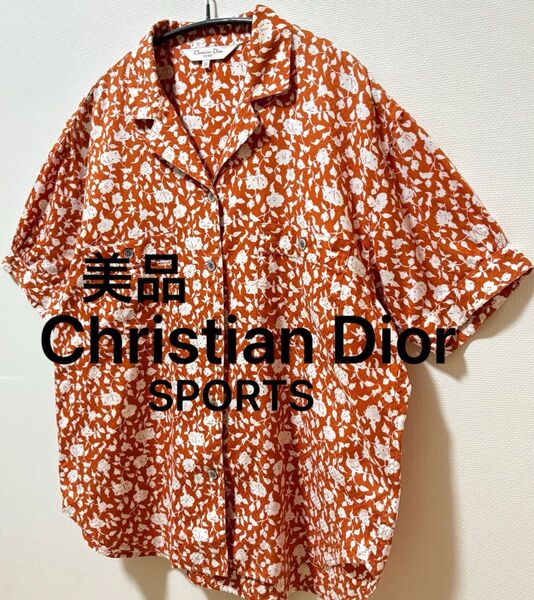 美品 Christian Dior SPORTS クリスチャンディオール スポーツ 半袖シャツ 開襟シャツ 花柄 総柄シャツ
