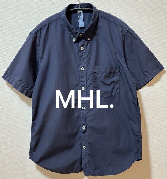 MHL. MARGARET HOWELLマーガレット・ハウエル ボタンダウン半袖シャツ 無地半袖シャツ