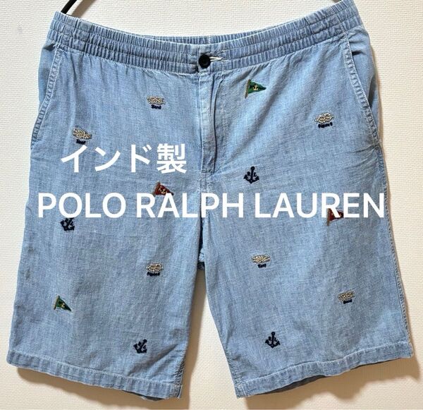 インド製 POLO RALPH LAUREN ポロラルフローレン 総柄ショートパンツ シャンブレーハーフパンツ