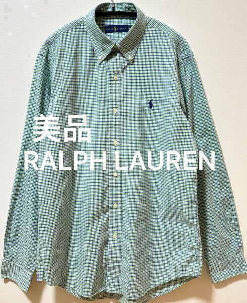 美品 RALPH LAUREN ラルフローレン ポニー刺繍 チェック長袖シャツ ボタンダウン長袖シャツ
