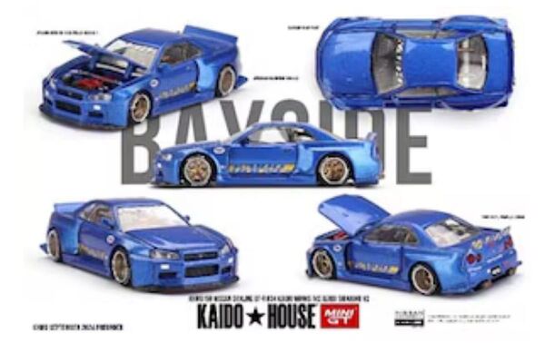 【新品未開封】『MINI GT 1/64』★《Nissan スカイライン GT-R R34 Kaido Works(V2エアロ)》