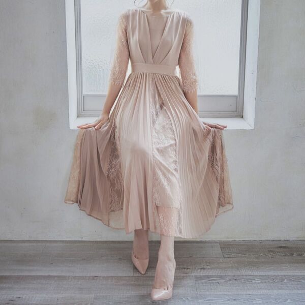 DRESS PLUS レースシフォンドッキングワンピース パーティードレス オケージョン