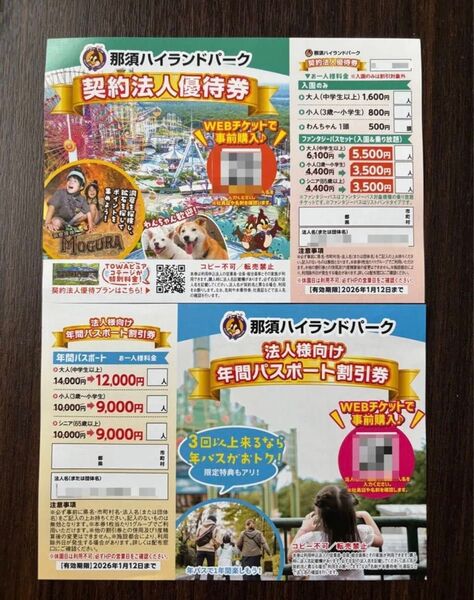 那須ハイランドパーク 優待券 入園 ファンタジーパスセット 年間パスポート フリーパス