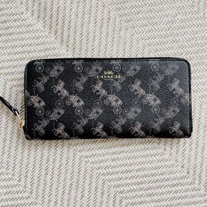 COACH 長財布 ブラック ラウンドファスナー