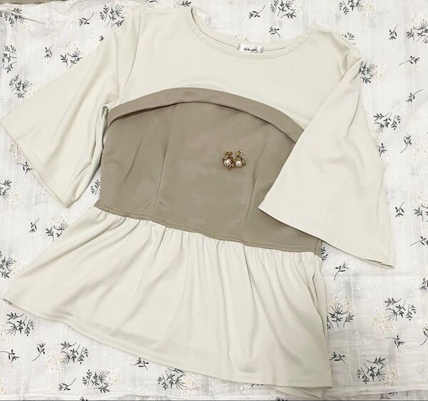 tal.byyumi 2点セット ビスチェ風Tシャツ+お花モチーフイヤリング