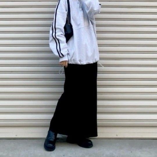 GeeRA,ジーラ リブ タイト ロングスカート ブラック Sサイズ