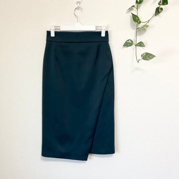 【Loungedress】ラウンジドレス ミモレ丈タイトロングスカート 緑