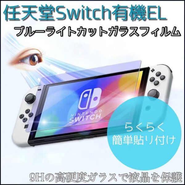 【Nintendo Switch 有機EL 専用】ブルーライトカットガラスフィルム◆目に優しい! 液晶保護フィルム