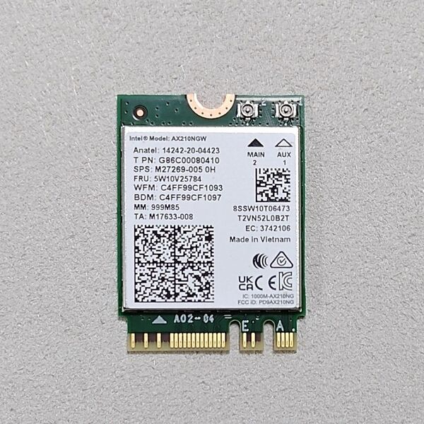 新品未使用☆Intel AX210NGW Wi-Fi 6E Bluetooth 5.3 M.2 無線LANカード 802.11ax