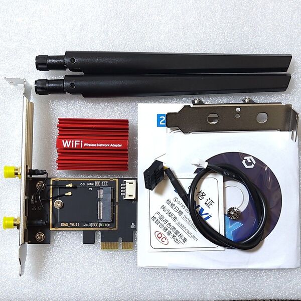 新品未使用☆無線LAN M.2 2230 PCIe 変換アダプター デスクトップPCをWi-Fi化