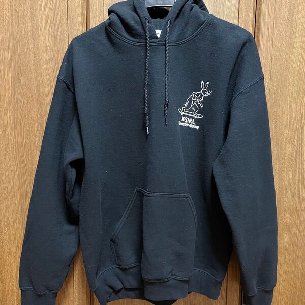 x-girl エックスガール CHOJU-GIGA SWAET HOODIE 鳥獣戯画 パーカー ブラック サイズ1