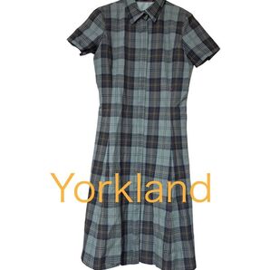 美品 Yorkland ヨークランド タータンチェック シャツワンピース 11号