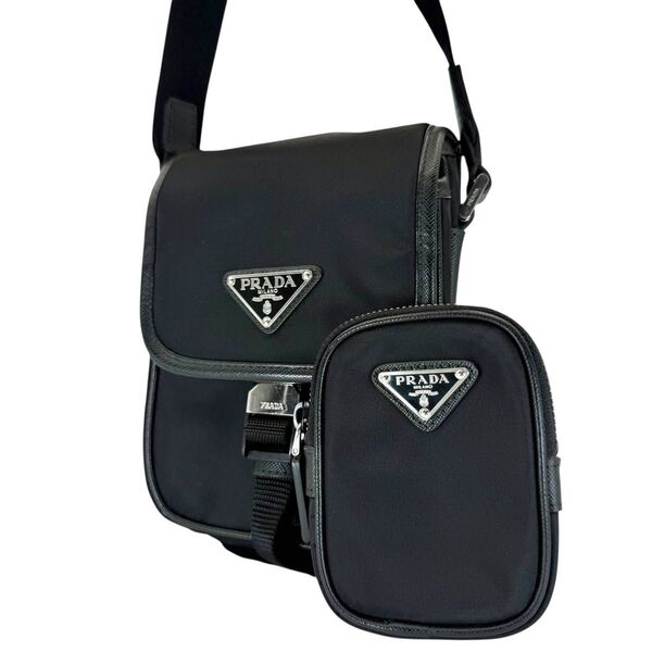極美品 プラダ ショルダーバッグ クロスボディ リナイロン ブラック 三角ロゴ PRADA ショルダーバッグ Re-Nylon