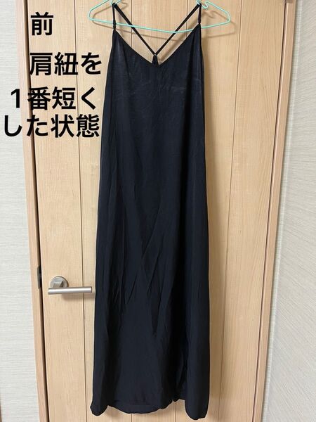ユニクロ キャミロングワンピース ブラック Sサイズ