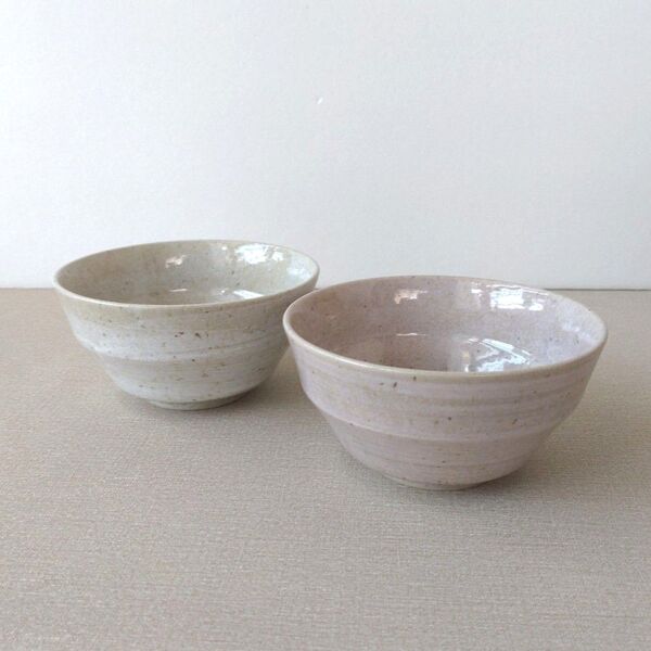 【ペア】新品 日本製 美濃焼 軽量 刷毛目 ニュアンスカラー 飯碗 茶碗