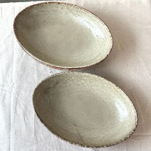 【2枚】新品 日本製 美濃焼 オーバル 楕円皿 深皿 パスタ皿 カレー皿 灰釉