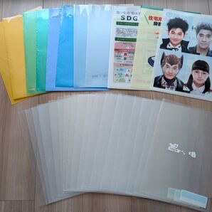 クリアファイル★未使用に近い絵柄3枚 中古企業名入り2枚 中古カラー6枚 中古無地19枚 合計30枚セット まとめ売り