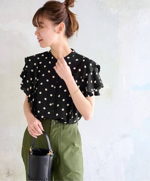 JOURNAL STANDARD relume☆ドットプリントフリルブラウス 新品ブラック