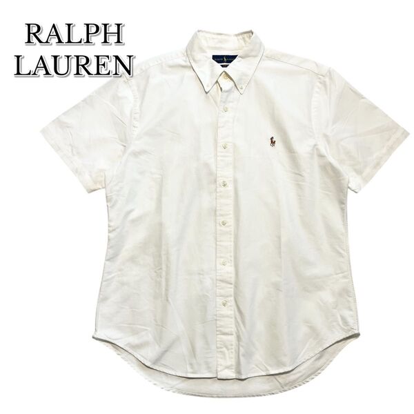 ラルフローレン シャツ 半袖 マルチポニー メンズ ホワイト 白 刺繍 トップス RALPH LAUREN ボタンダウン