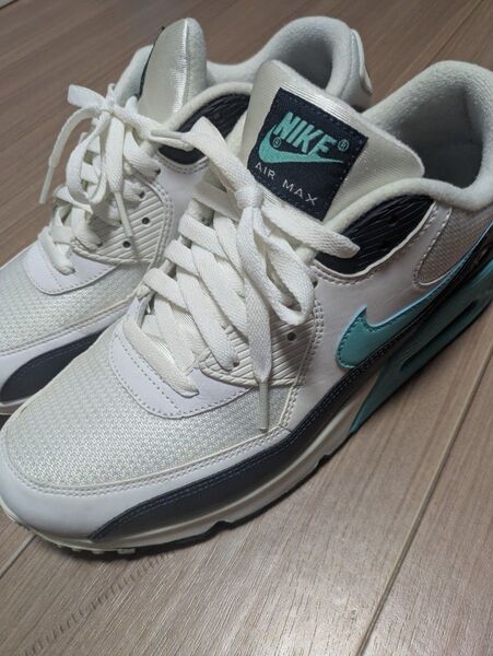 美品 28.0cm ナイキ エアマックス90 NIKE AIR MAX ホワイト ターコイズ