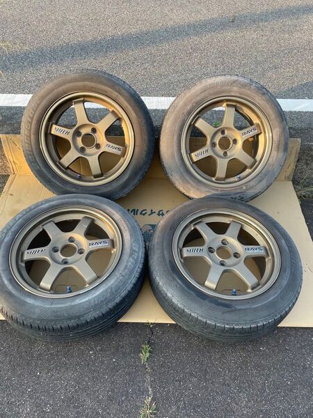 TE37C RAYS PCD100 4H 4穴 7J +43 ブロンズVOLKRACING 4本 1999年製造 当時物 初期