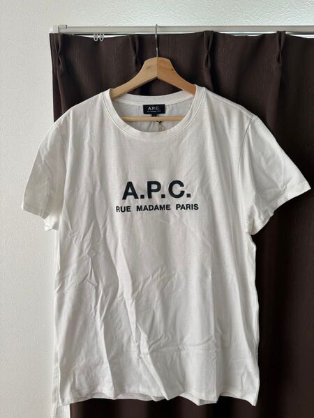 APC アーペーセー 胸元ロゴ 刺繍 Tシャツ ホワイト L