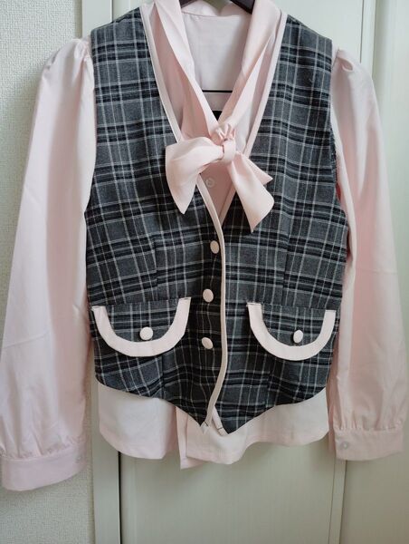 A&TCollection アキバスイトピーチェック OL 秘書 制服 ピンク Mサイズ コスプレ コスチューム レディース