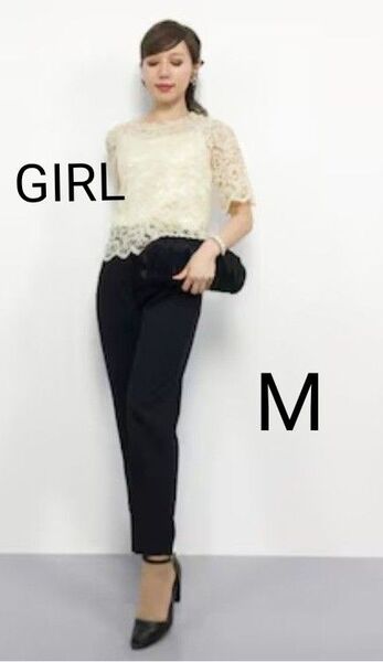 ●最終価格●【GIRL☆ガール】結婚式 セレモニー用 セットアップ パンツドレス ベージュ&ブラック M パーティードレス