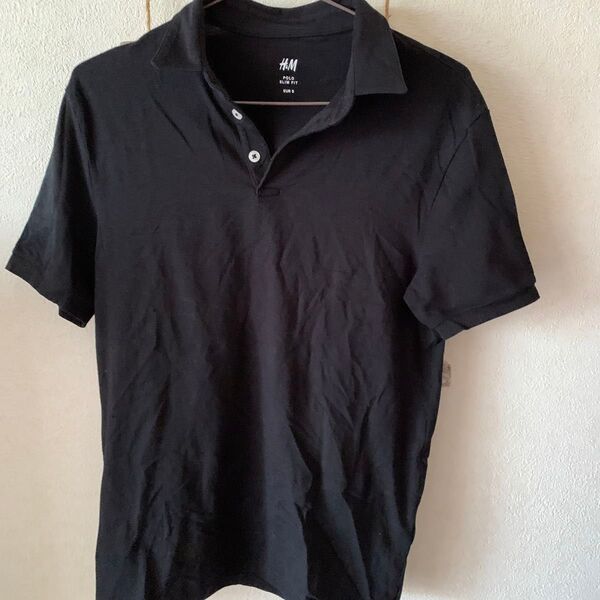 H&M ポロシャツ 黒 EUR S メンズ