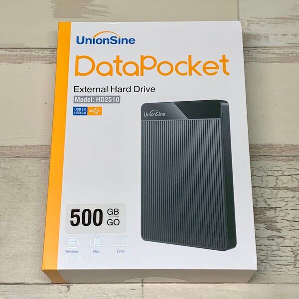 【新品未開封】UnionSine 外付けHDD 500GB 【ブラック】