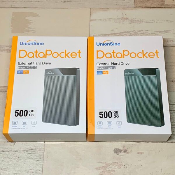 【新品未開封】UnionSine 外付けHDD 500GB 【ブラック】2個