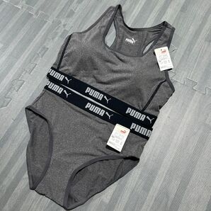 新品 PUMA ブラショーツset Lサイズ グレー 吸水速乾素材 ハーフトップ スポーツブラ