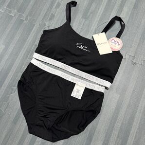 新品 CECIL Mc BEE ブラショーツset 165 ブラック 吸水速乾素材 スポーツブラ ハーフトップ ショーツセット