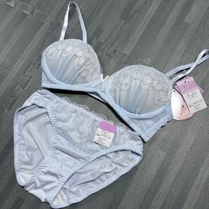 新品 ブラショーツset ノンワイヤー Mサイズ 水色 ショーツセット