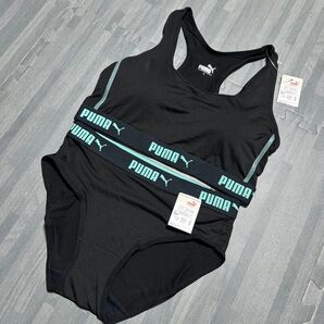新品 PUMA ブラショーツset Lサイズ ブラック ティファニーブルー 吸水速乾素材 スポーツブラ ハーフトップ