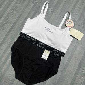新品 CECIL Mc BEE ブラショーツset 165 ホワイト ブラック 吸水速乾素材 スポーツブラ ハーフトップ