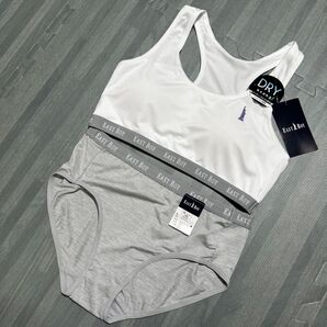 新品 EASTBOY ブラショーツset 165 ホワイト グレー 吸水速乾素材 スポーツブラ ハーフトップ