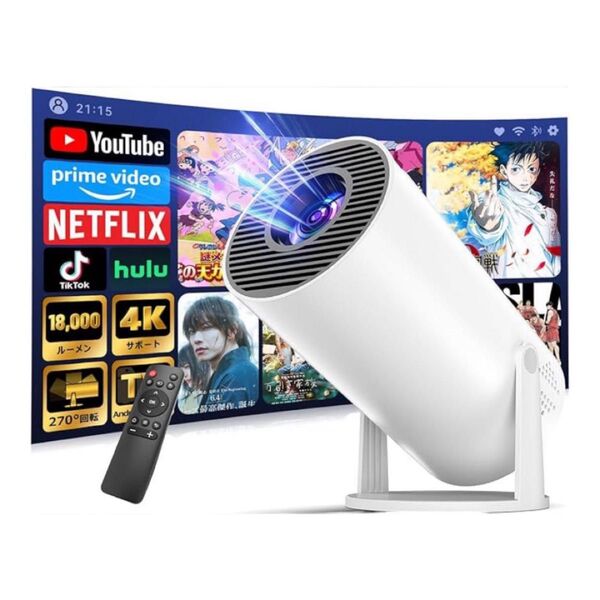 プロジェクター 家庭用 270°回転 4K対応 Android TV搭載 小型