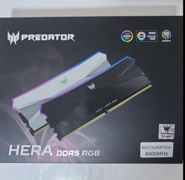 Acer Predator Hera ddr5 8400MT/s デスクトップ用メモリ 48G (24GB×2)シルバー