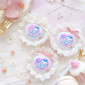 ふんわりジョーゼット×レースのマタニティロゼット《アイボリ》マタニティマーク 両面マタニティマーク