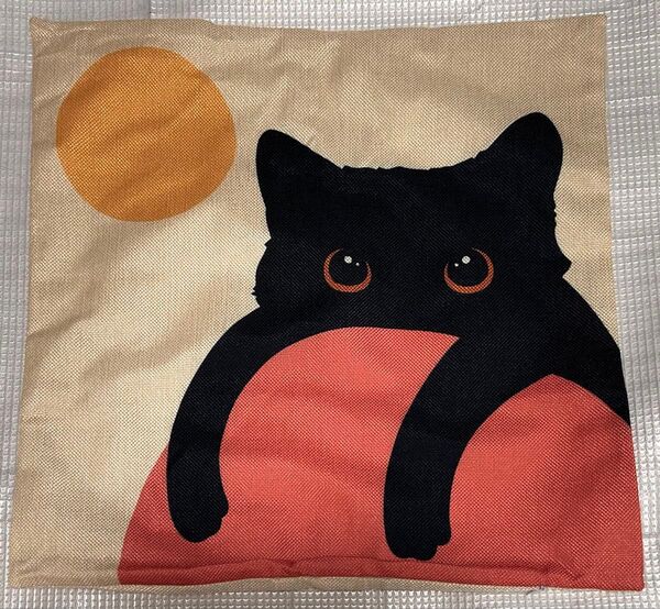 黒猫 クッションカバー 45×45cm ④