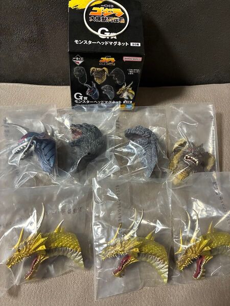 一番くじ ゴジラ 大怪獣列伝G G賞 モンスターヘッドマグネット 7個 ※ グランドギドラ×3