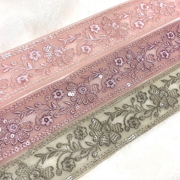 特別価格☆太幅 インド刺繍リボン☆1m×3