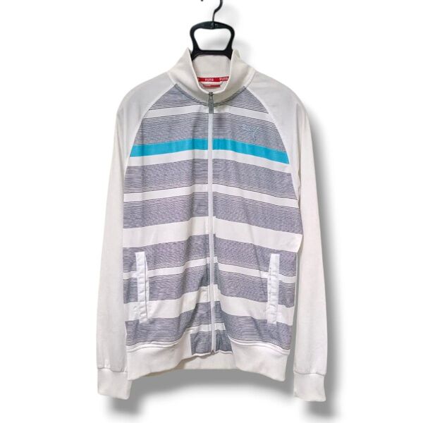 【最終価格】PUMA ジャージ フルジップ トラックジャケット ホワイト×グレー×水色