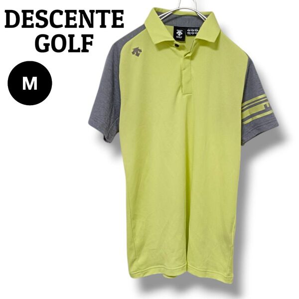 【梅雨明けゴルフに】DESCENTE GOLFデサントゴルフ 半袖ポロシャツ M イエロー系 メンズ