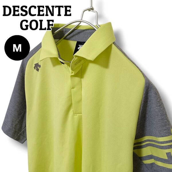 【優しめcolor】DESCENTE GOLFデサントゴルフ 半袖ポロシャツ M イエロー系 メンズ