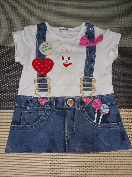 ミキハウス うさこ だまし絵 騙し絵 半袖 Tシャツ 80cm Mikihouse MIKIHOUSE