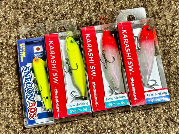 新品 未使用 BLUE BLUE MEGABASS ブルーブルー メガバス スネコン 50S KARASHI カラシ セット