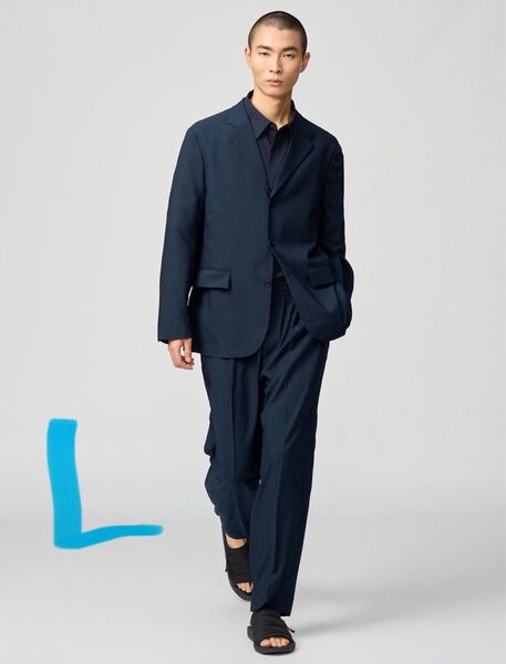 ユニクロC 感動タックパンツ ネイビー UNIQLOC サイズL