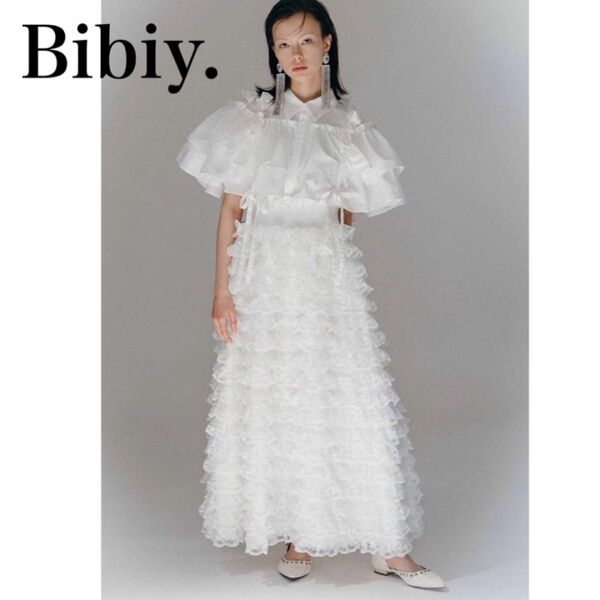 Bibiy. ビビィ MIMI LACE SKIRT フリル レース ロング スカート レース ホワイト リボン